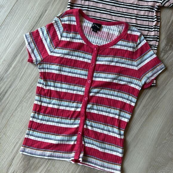 H&M, Art Class Striped Ribbed Short Sleeve Tops Shirts Size Large 10/12 - Picture 2 of 5